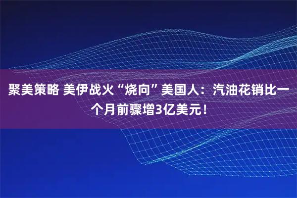 聚美策略 美伊战火“烧向”美国人:汽油花销比一个月前骤增3亿美元!